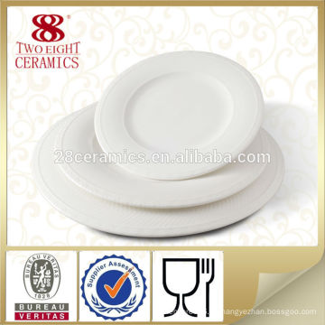 Placa de porción de la torta de porcelana blanca plana de cerámica china de hueso nuevo 10 pulgadas